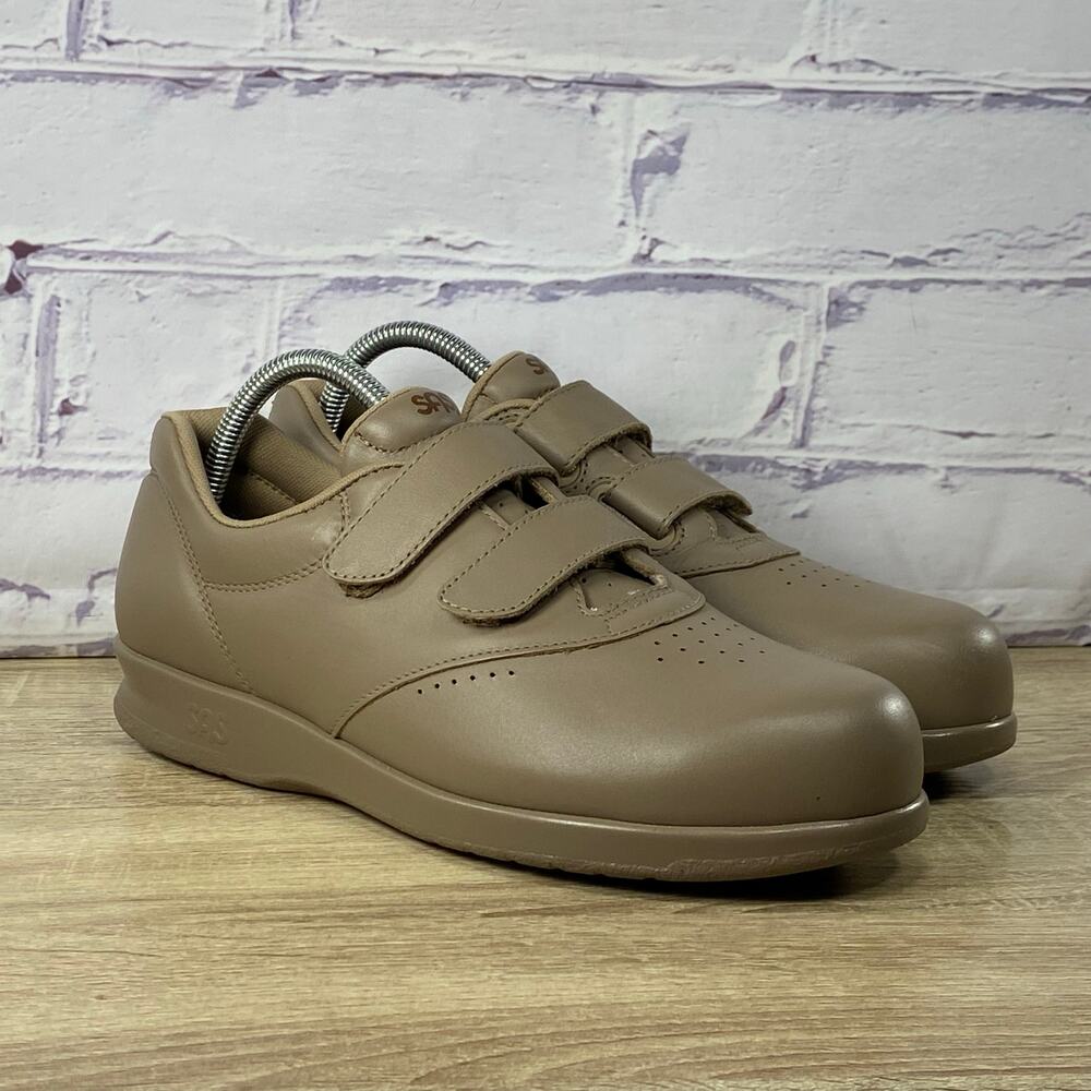 SAS Me Too Mocha Leather EZ Strap Walking Shoes Women's 9.5 M Comfort Sneakers